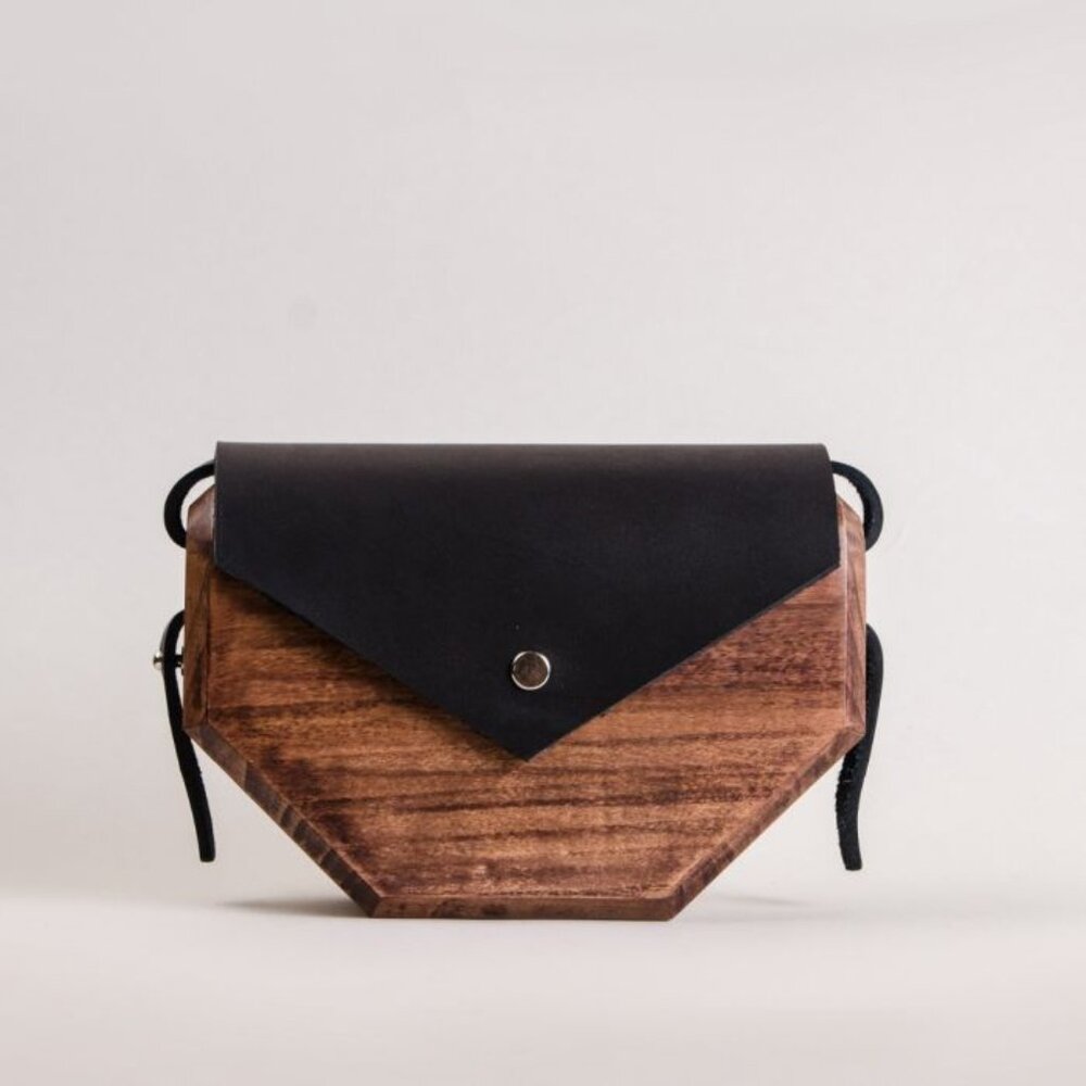 Beautiful handmade Ukrainine solid walnut wood, genuine leather